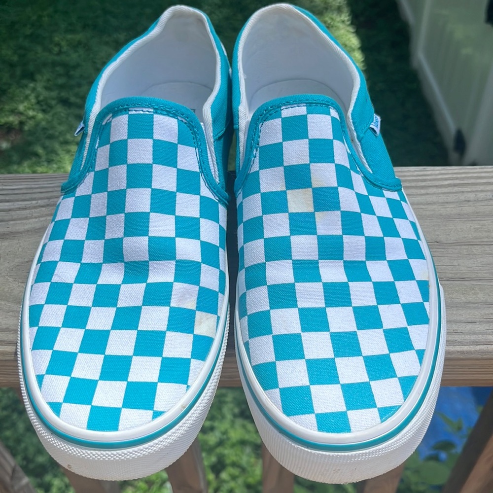 Vans size 9 women turquoise checkerboard